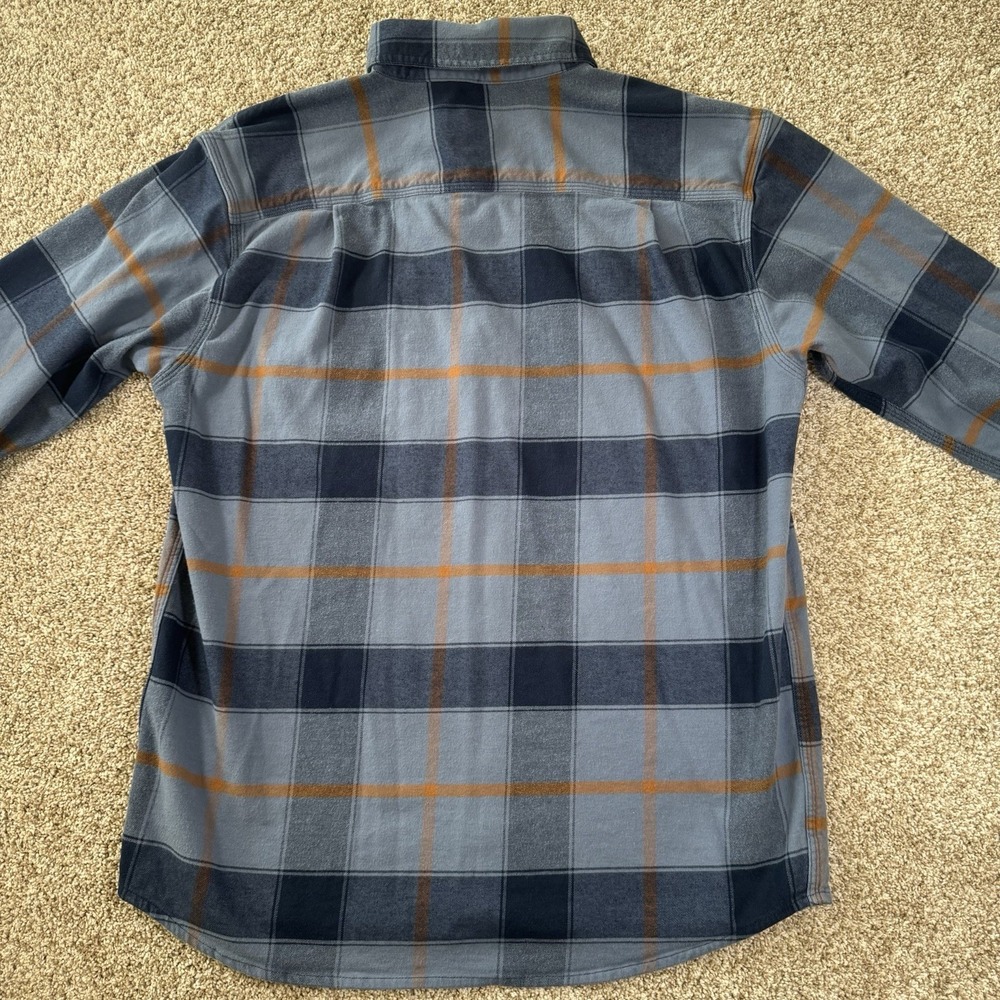 Carthart Size M Rugged Flex Blue Plaid L/S Lightweight Flannel Button Down Top - Picture 6 of 11